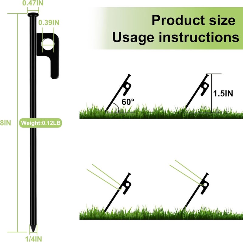RINVEE 12 Pack Tent Stakes Heavy Duty Forged Steel Camping Stakes for Ground Outdoor Decorations Canopy - Image 2